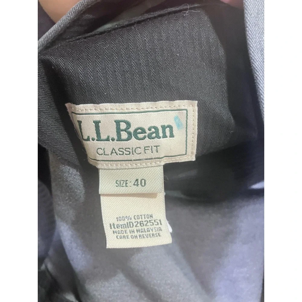 LL Bean Mens Gray Classic Fit Cotton Chino Dress Pants‎ Slacks Size 40x30 262551